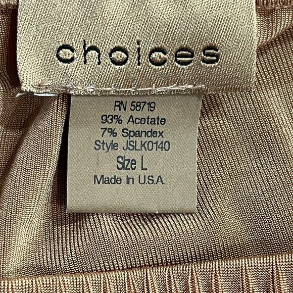 VTG Choices Taupe Pleated A-Line Midi Skirt Elastic Womans Size Large Made USA - Picture 9 of 13